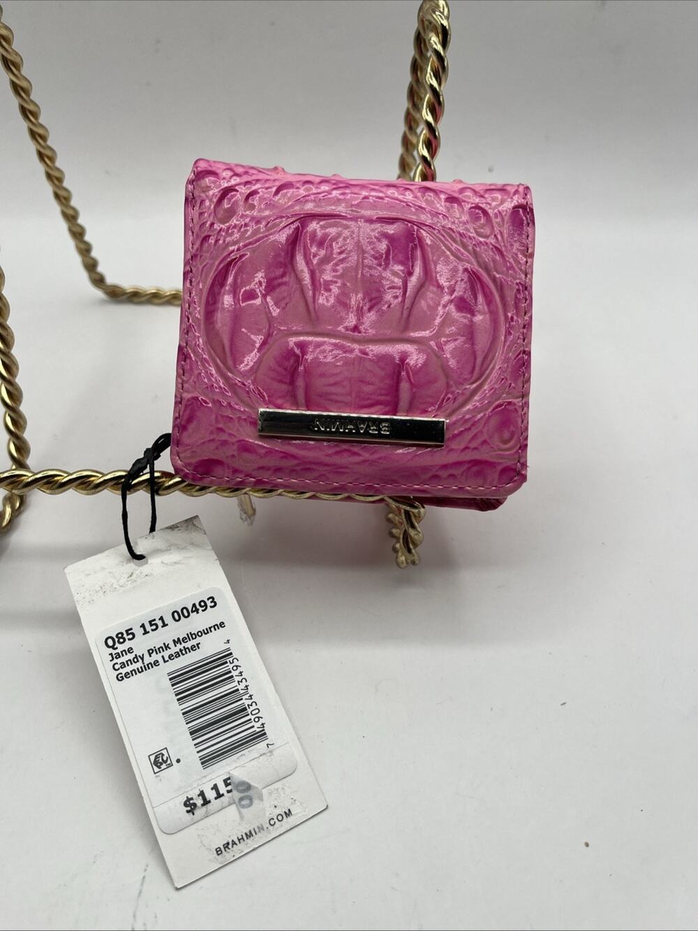Brahmin Croc Embossed Leather Jane Bifold Card Wallet Candy Pink Melbourne NWT